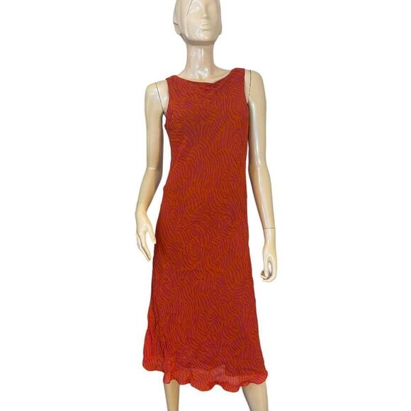 Vintage Pink and Orange Patterned High Neck Maxi Dress - Picture 3 of 16